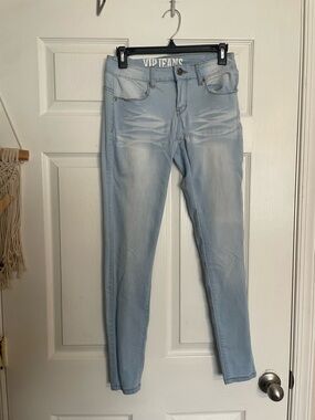 VIP Jeans Juniors 7/8 Light Blue Skinny Jeans - Women's Stretch Denim